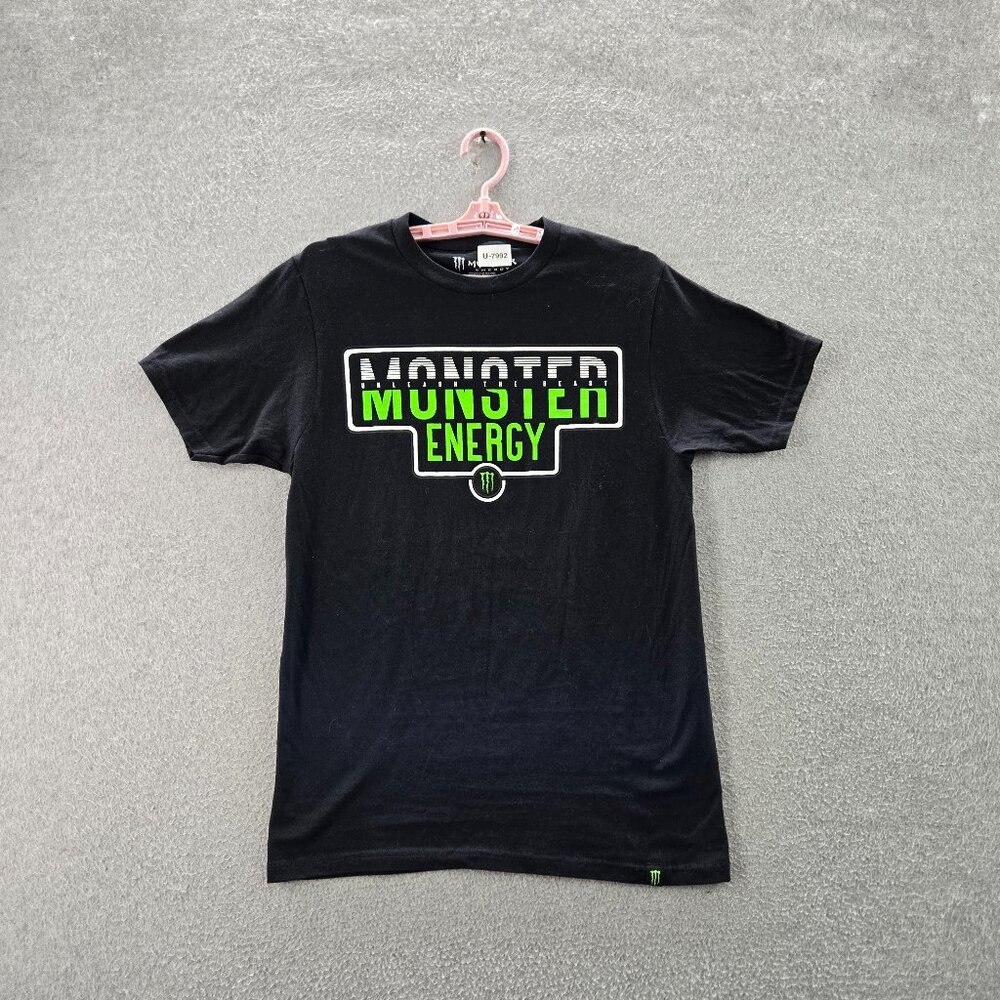 Monster Energy Men Shirt SMALL‎ Black Graphic Print Logo Short Sleeve